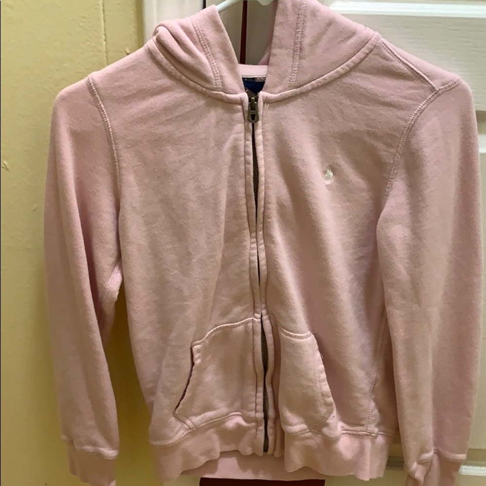 baby pink polo zip up hoodie !💗